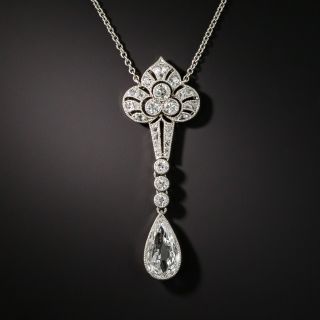 Edwardian/Art Deco Platinum Diamond Lavaliere Necklace - 2