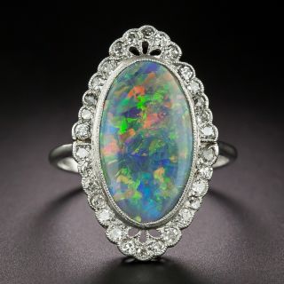 Edwardian Black Opal and Diamond Ring - 1