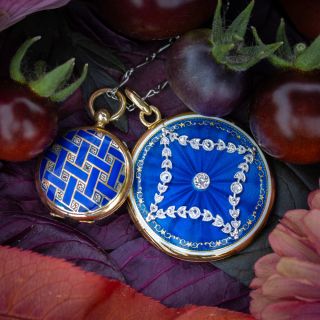 Edwardian Blue Enamel and Diamond Locket