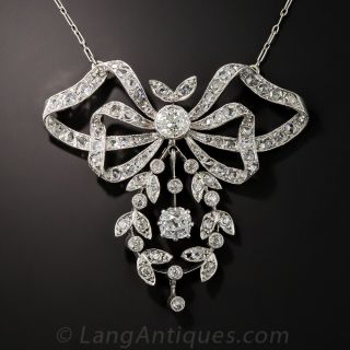 Edwardian Bow and Garland Diamond Necklace  - 2