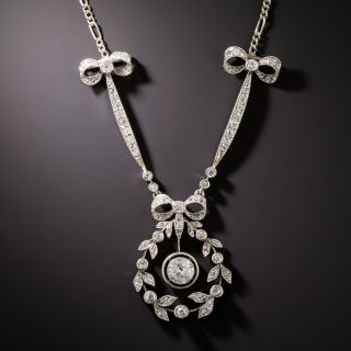 Edwardian Bow and Wreath Diamond Necklace - 2