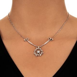 Edwardian Bow and Wreath Diamond Necklace