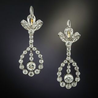 Edwardian Bow Top Diamond Dangle Earrings - 2