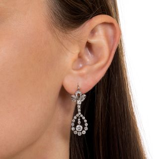 Edwardian Bow Top Diamond Dangle Earrings
