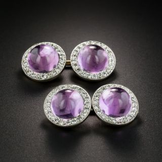 Edwardian Cabochon Amethyst and Diamond Cufflinks - Charlton & Co. - 2