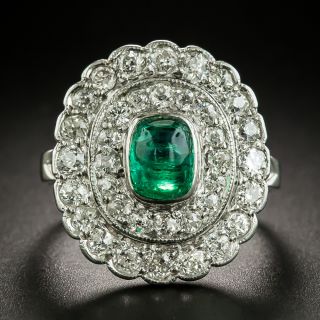 Edwardian Cabochon Emerald and Diamond Ring