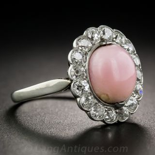 Edwardian Conch Pearl and Diamond Ring From Austria