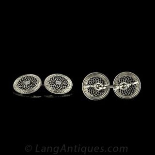 Edwardian Cufflinks in White Gold