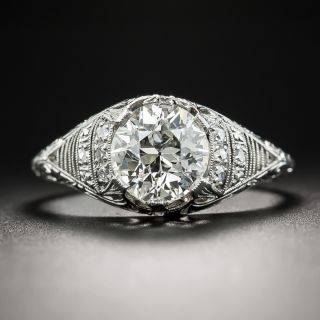 Edwardian/Deco 1.50 Carat Diamond Platinum Engagement Ring - GIA K SI1