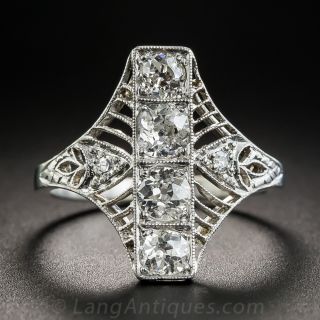 Edwardian/Deco Platinum Diamond Dinner Ring