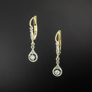 Edwardian Delicate Diamond Dangle Earrings - 2