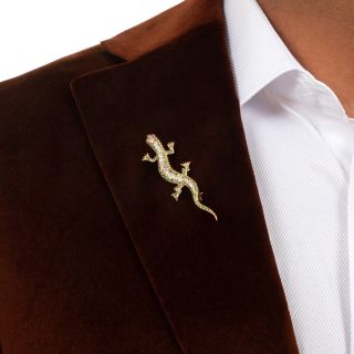 Edwardian Demantoid Garnet and Diamond Salamander Brooch