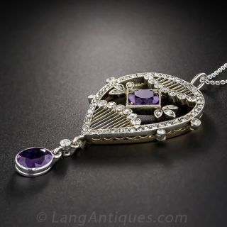 Edwardian Diamond and Amethyst Hot Air Balloon Necklace
