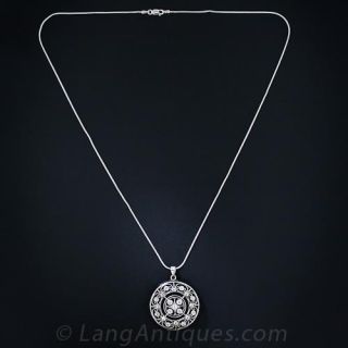 Edwardian Diamond and Black Enamel Locket