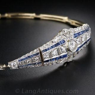 Edwardian Diamond and Calibre Sapphire Bracelet