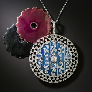 Edwardian Diamond and Enamel Interchangeable Disc Pendant - 2