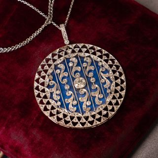 Edwardian Diamond and Enamel Interchangeable Disc Pendant