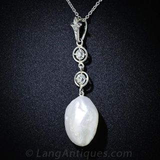 Edwardian Diamond and Freshwater Pearl Necklace