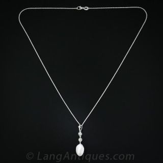 Edwardian Diamond and Freshwater Pearl Necklace