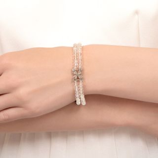 Edwardian Diamond and Moonstone Bead Bracelet