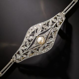 Edwardian Diamond and Natural Pearl Bracelet