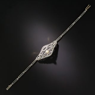 Edwardian Diamond and Natural Pearl Bracelet