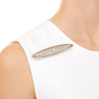 Edwardian Diamond and Natural Pearl Brooch