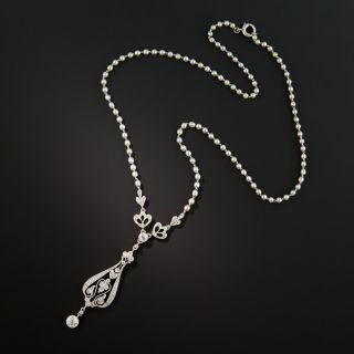 Edwardian Diamond and Natural Pearl Lavaliere Necklace 