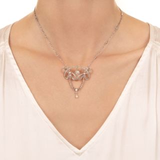 Edwardian Diamond and Natural Pearl Necklace