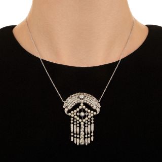Edwardian Diamond and Natural Pearl Necklace