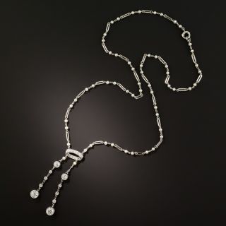Edwardian Diamond and Natural Pearl Negligee Necklace