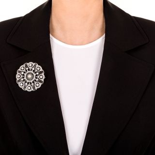 Edwardian Diamond and Natural Pearl Starburst Pendant/Brooch