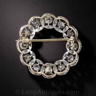 Edwardian Diamond and natural Pearl Wreath Brooch