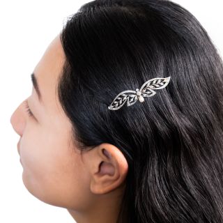 Edwardian Diamond and Pearl Barrette 