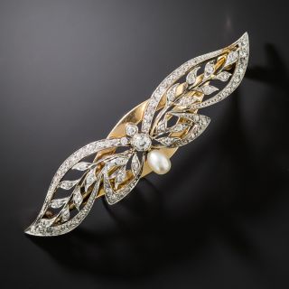 Edwardian Diamond and Pearl Barrette  - 2