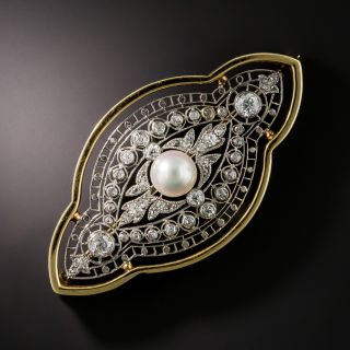 Edwardian Diamond and Pearl Brooch - 2