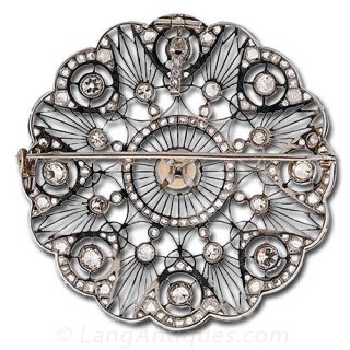 Edwardian Diamond and Pearl Circle Pin