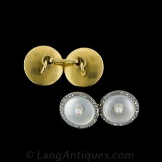Edwardian Diamond and Pearl Cufflinks