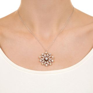 Edwardian Diamond and Pearl Flower Necklace