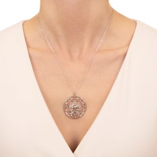Edwardian Diamond and Pearl Flower Pendant