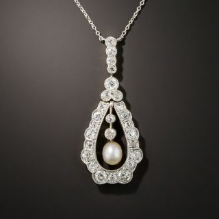 Edwardian Diamond and Pearl Lavalière - 4