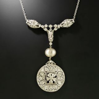 Edwardian Diamond and Pearl Necklace - 3