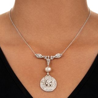 Edwardian Diamond and Pearl Necklace