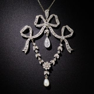 Edwardian Diamond and Pearl Necklace - 2