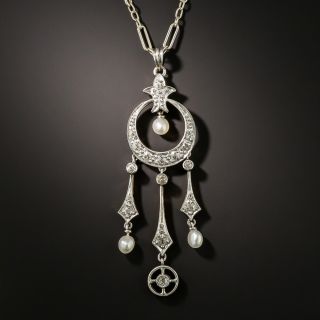 Edwardian Diamond and Pearl Necklace - 2