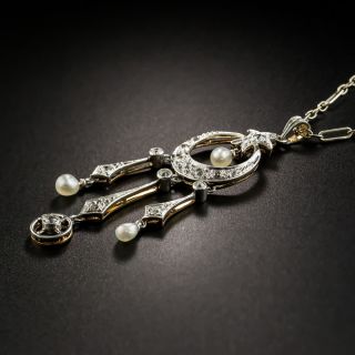 Edwardian Diamond and Pearl Necklace