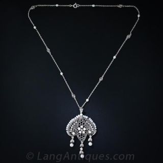 Edwardian Diamond and Pearl Necklace
