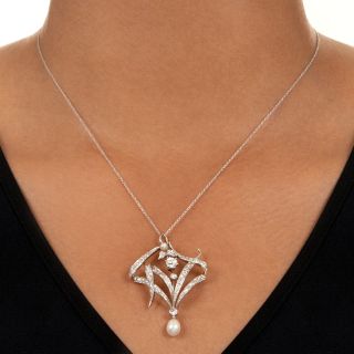 Edwardian Diamond and Pearl Pendant