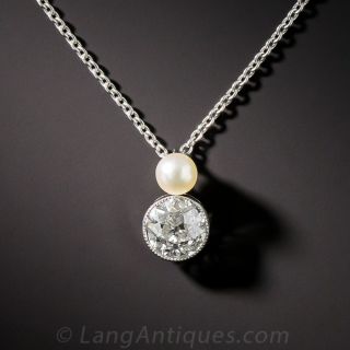 Edwardian Diamond and Pearl Pendant
