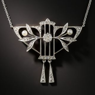 Edwardian Diamond and Pearl Pendant - 1
